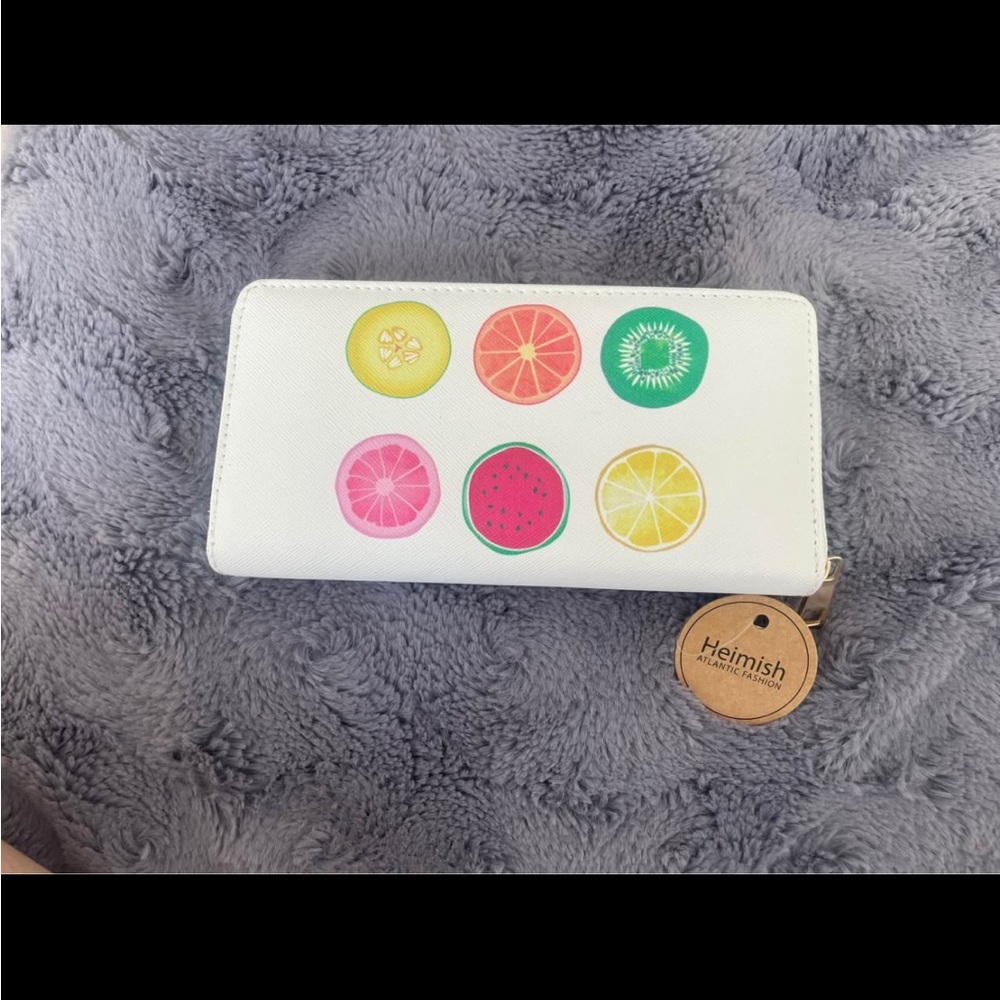 HEIMISH USA White Wallet with Vibrant Fruit Design